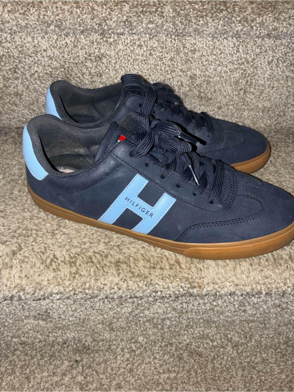 Tommy Hilfiger Navy and Light Blue Low-Top Sneakers